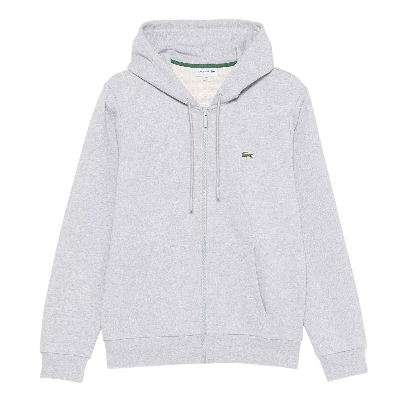 Silver Grey - Front - Lacoste Mens Logo Relaxed Fit Long-Sleeved Hoodie