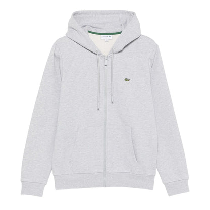 Silver Grey - Front - Lacoste Mens Logo Relaxed Fit Long-Sleeved Hoodie
