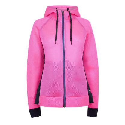 Dark Pink - Front - Diadora Womens-Ladies Hooded Mesh Regular Sweat Jacket