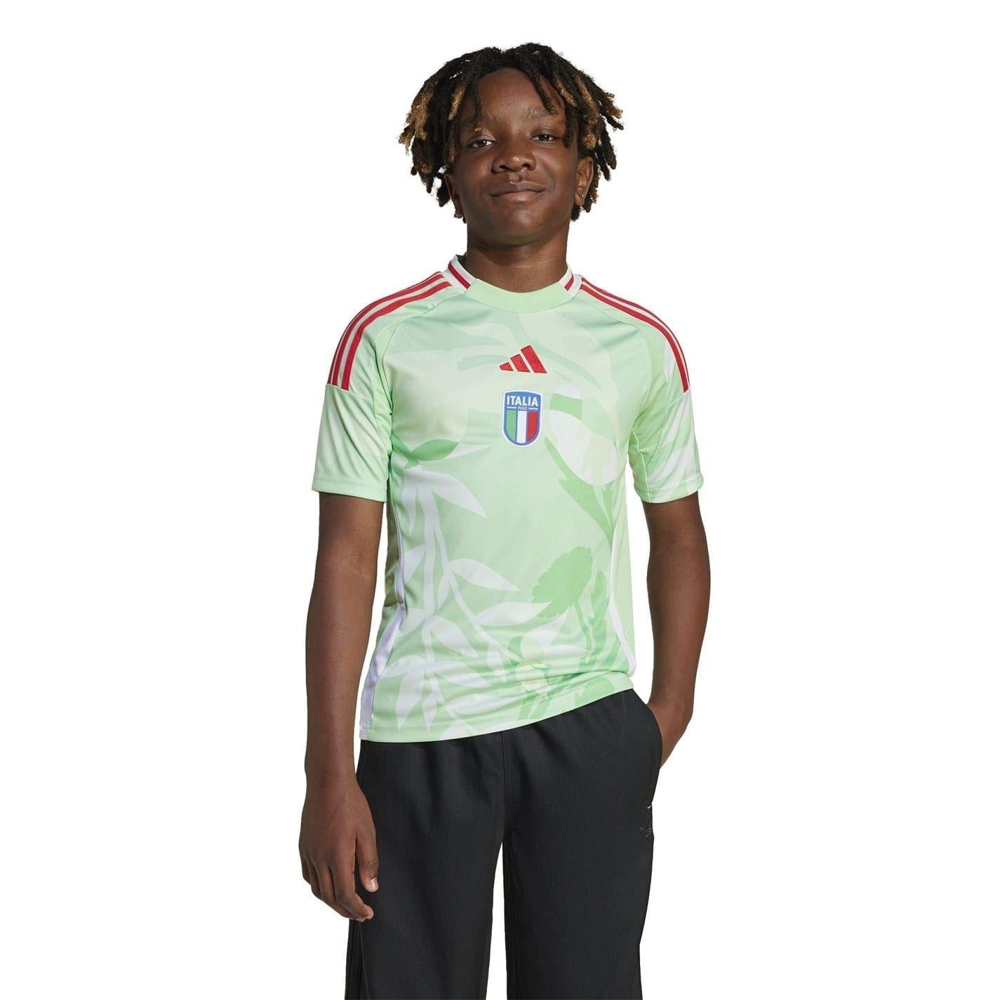 Green - Side - Adidas Childrens-Kids 2025 Italy Away Shirt