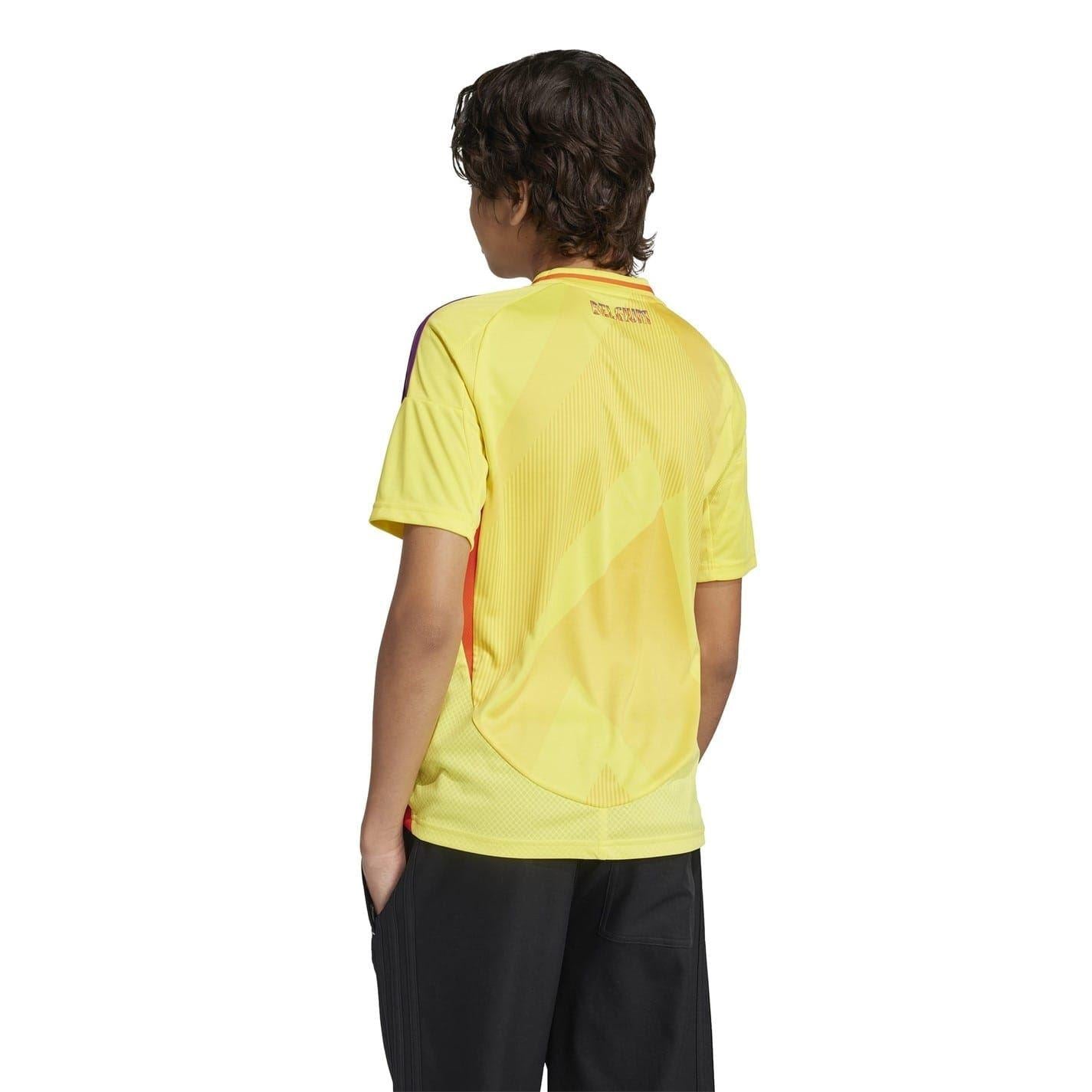 Yellow - Back - Adidas Childrens-Kids 2025 Belgium Away Shirt