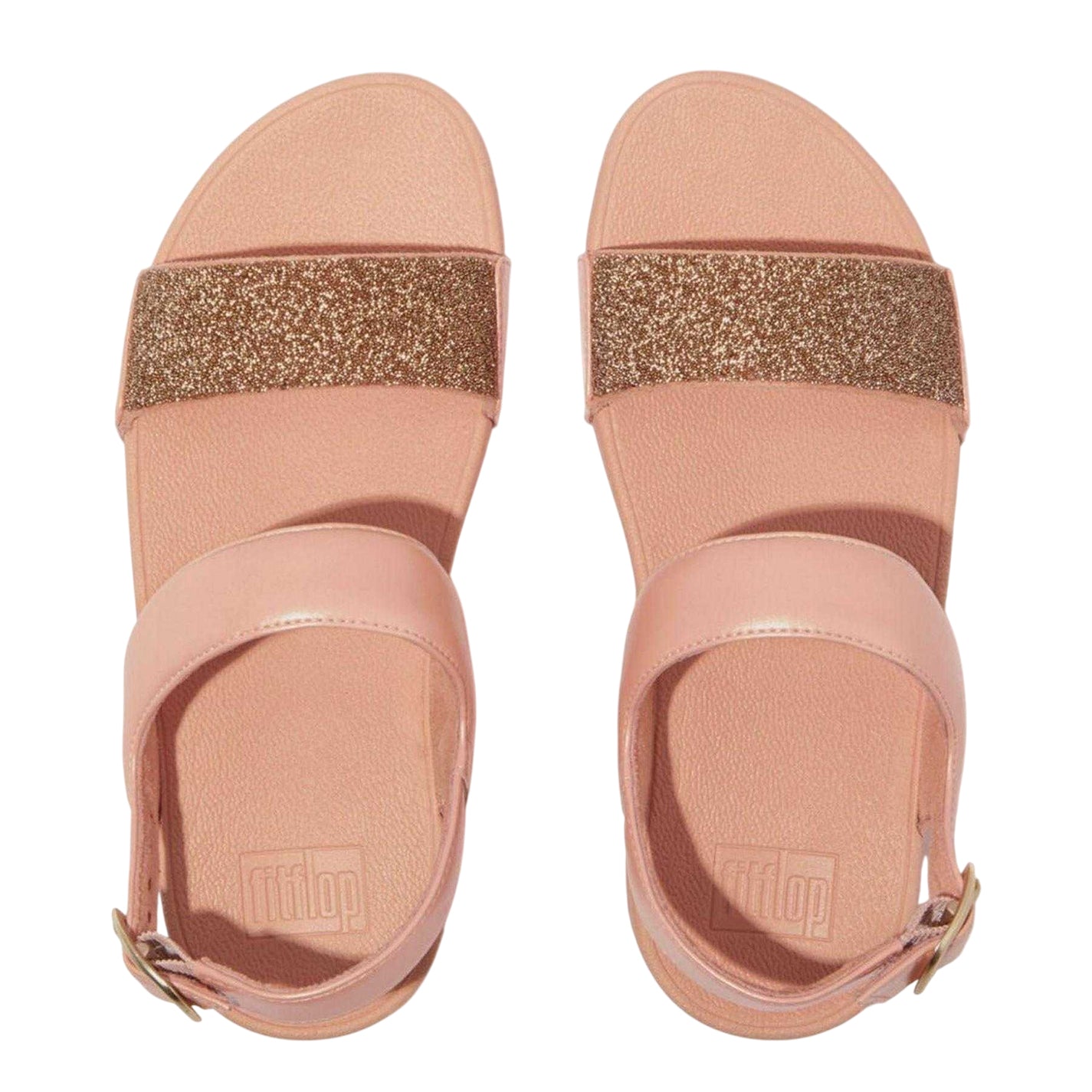 Pink - Back - FitFlop Womens-Ladies Opul Glitter Backstrap Sandals