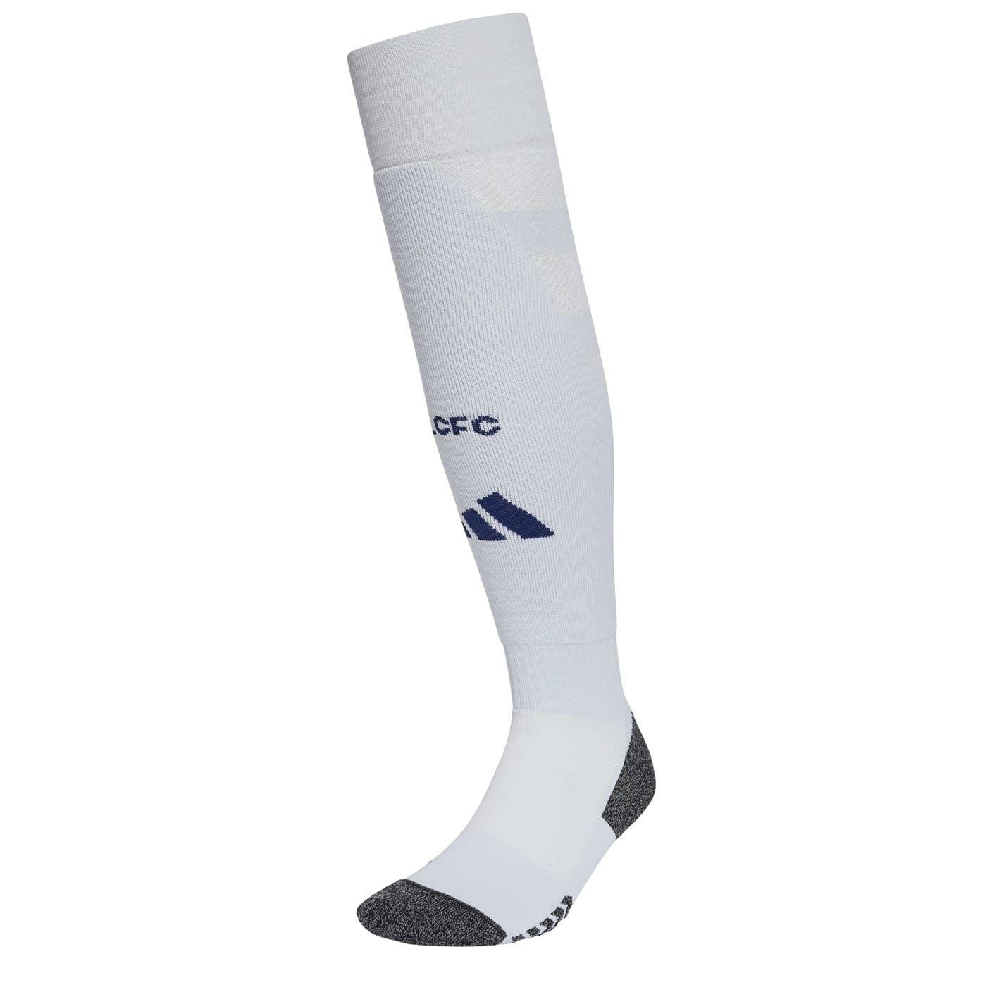 White-Grey-Blue - Front - Leicester City FC Childrens-Kids Adidas Football Socks