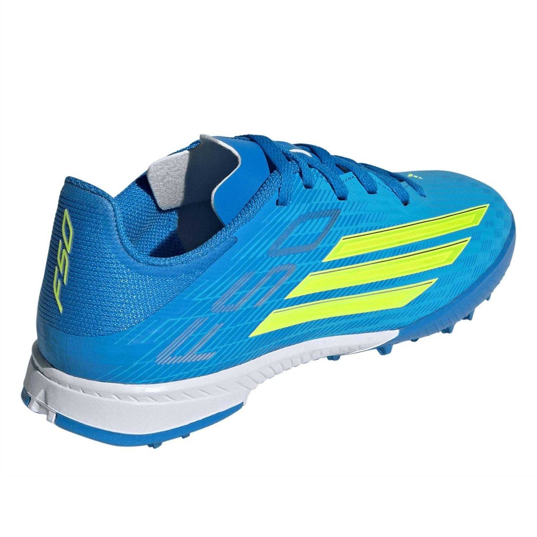 Blue-Yellow - Back - Adidas Childrens-Kids F50 League Artificial Ground Football Boots