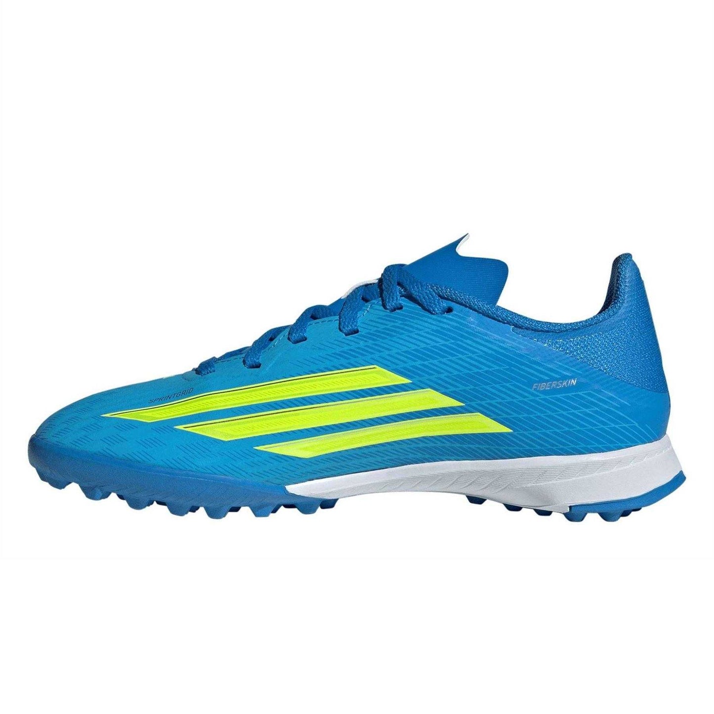 Blue-Yellow - Side - Adidas Childrens-Kids F50 League Artificial Ground Football Boots