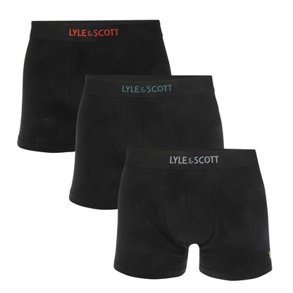 Black - Front - Lyle & Scott Mens Devon Boxer Shorts (Pack of 3)