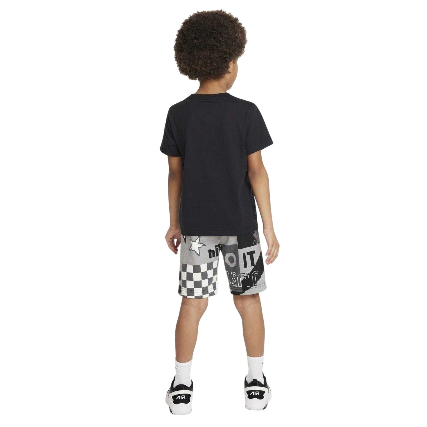 Black - Back - Nike Childrens-Kids Lifestyle T-Shirt & Shorts Set