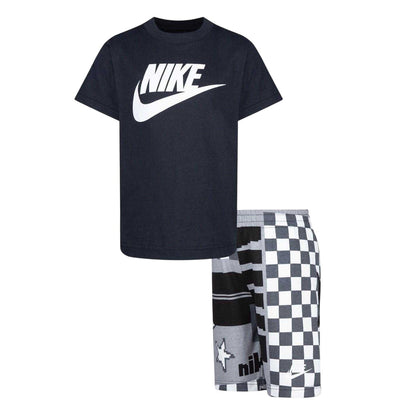 Black - Front - Nike Childrens-Kids Lifestyle T-Shirt & Shorts Set