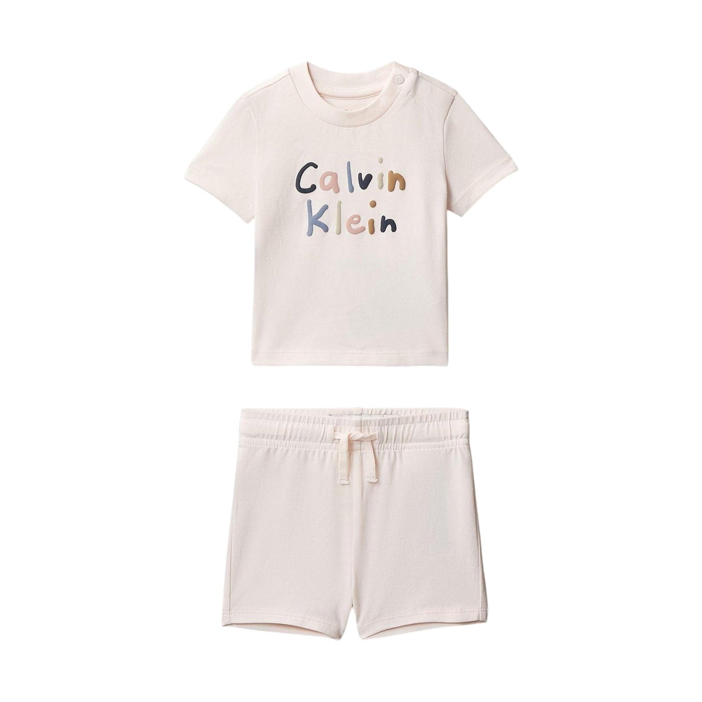 Pearl - Front - Calvin Klein Baby Logo T-Shirt & Shorts Set (Pack of 2)