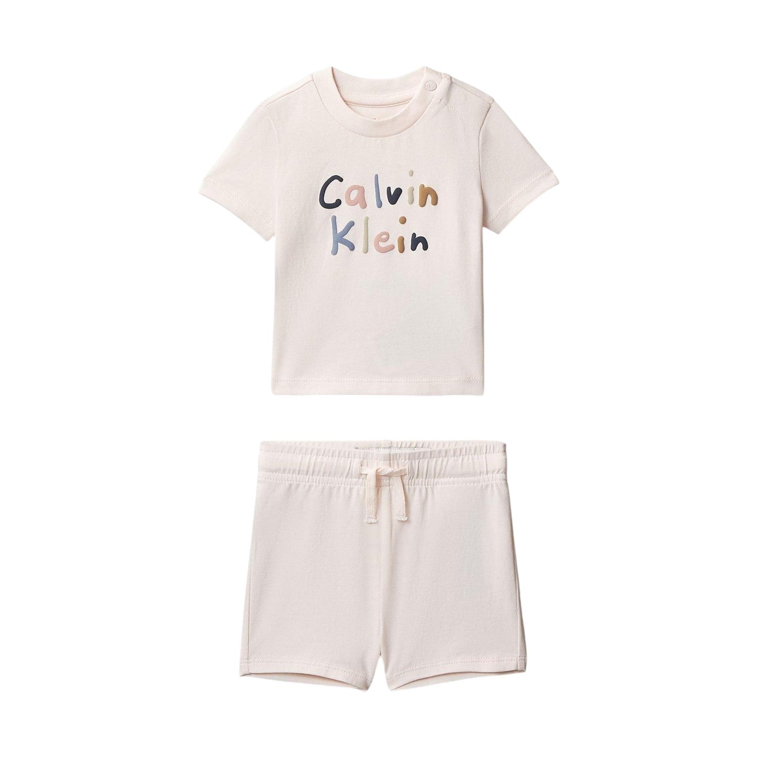 Pearl - Front - Calvin Klein Baby Logo T-Shirt & Shorts Set (Pack of 2)