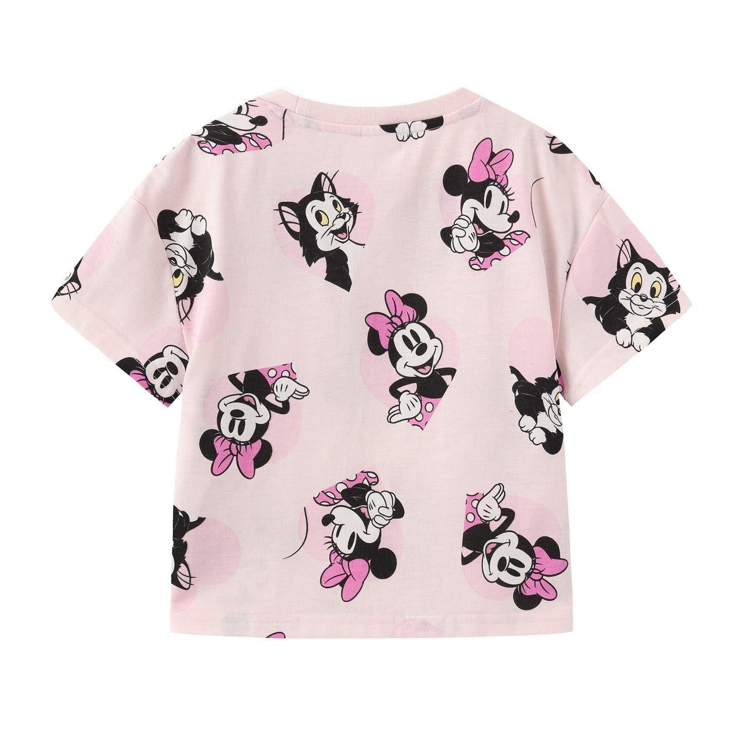 Pink - Back - Disney Girls Mickey Mouse T-Shirt & Shorts Set