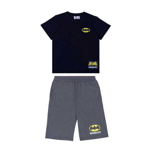 Black-Yellow - Front - Batman Childrens-Kids T-Shirt & Shorts Set