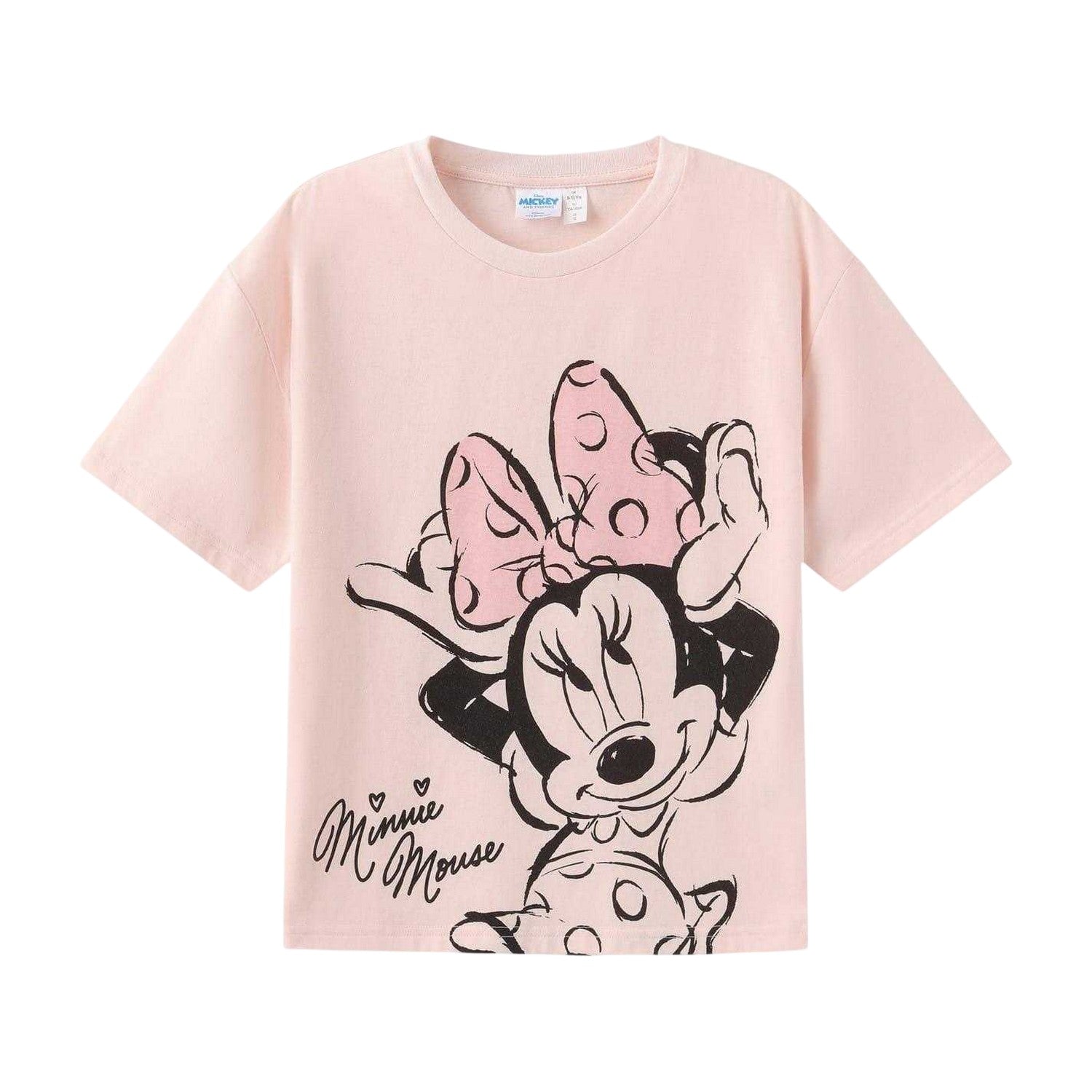 Pink-Black - Lifestyle - Disney Childrens-Kids Minnie Mouse T-Shirt & Shorts Set