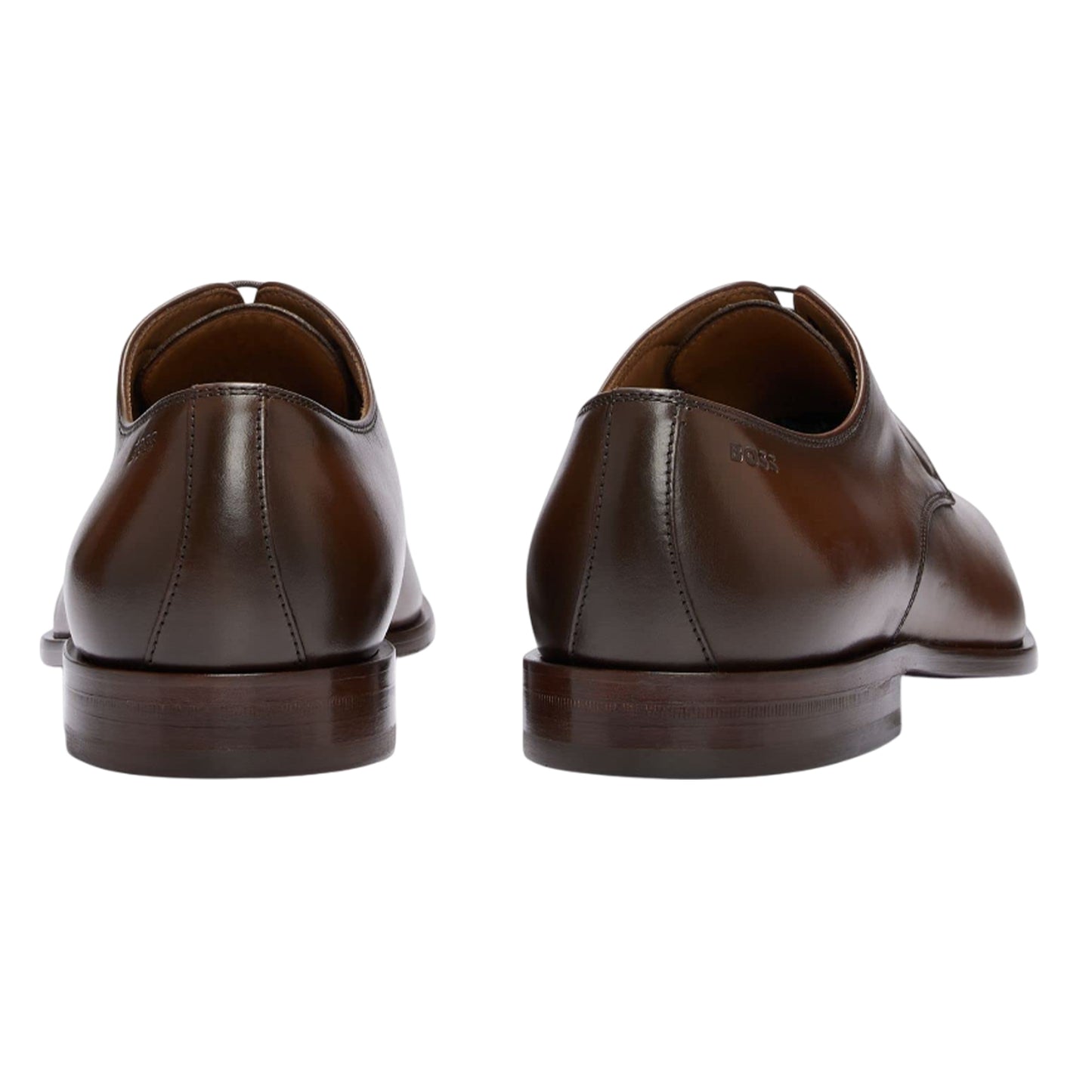 Brown - Back - Boss Mens Lisbon Leather Derby Shoes