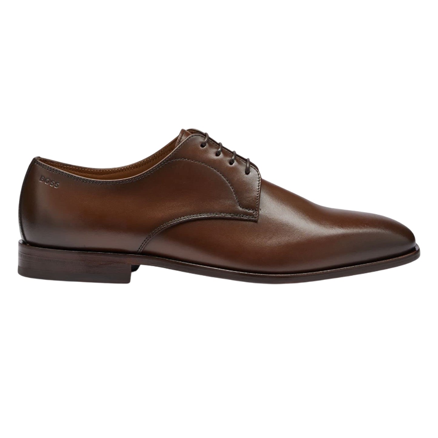 Brown - Side - Boss Mens Lisbon Leather Derby Shoes
