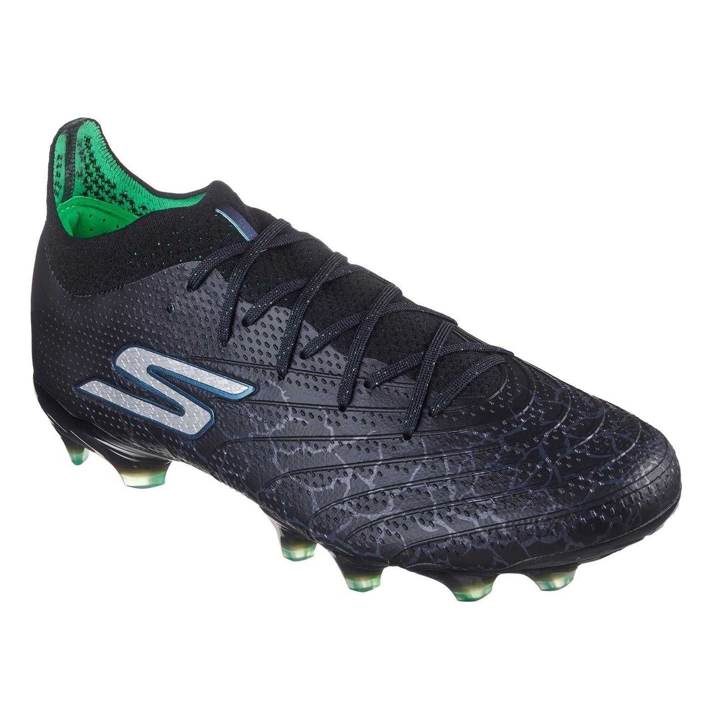 Black-Silver - Front - Skechers Mens Elite Cracked Ice Firm Ground Football Boots