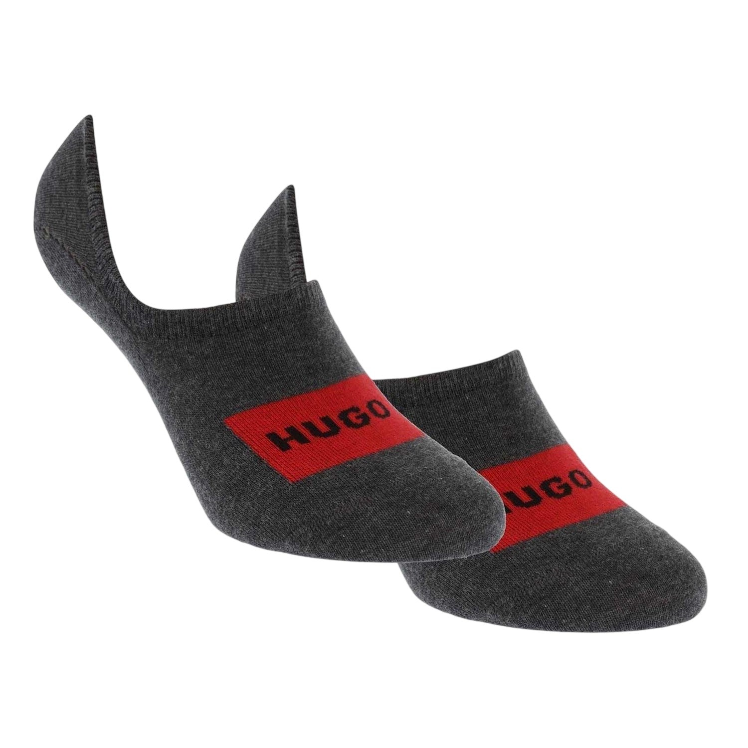 Grey - Front - Hugo Mens No-Show Socks (Pack of 2)