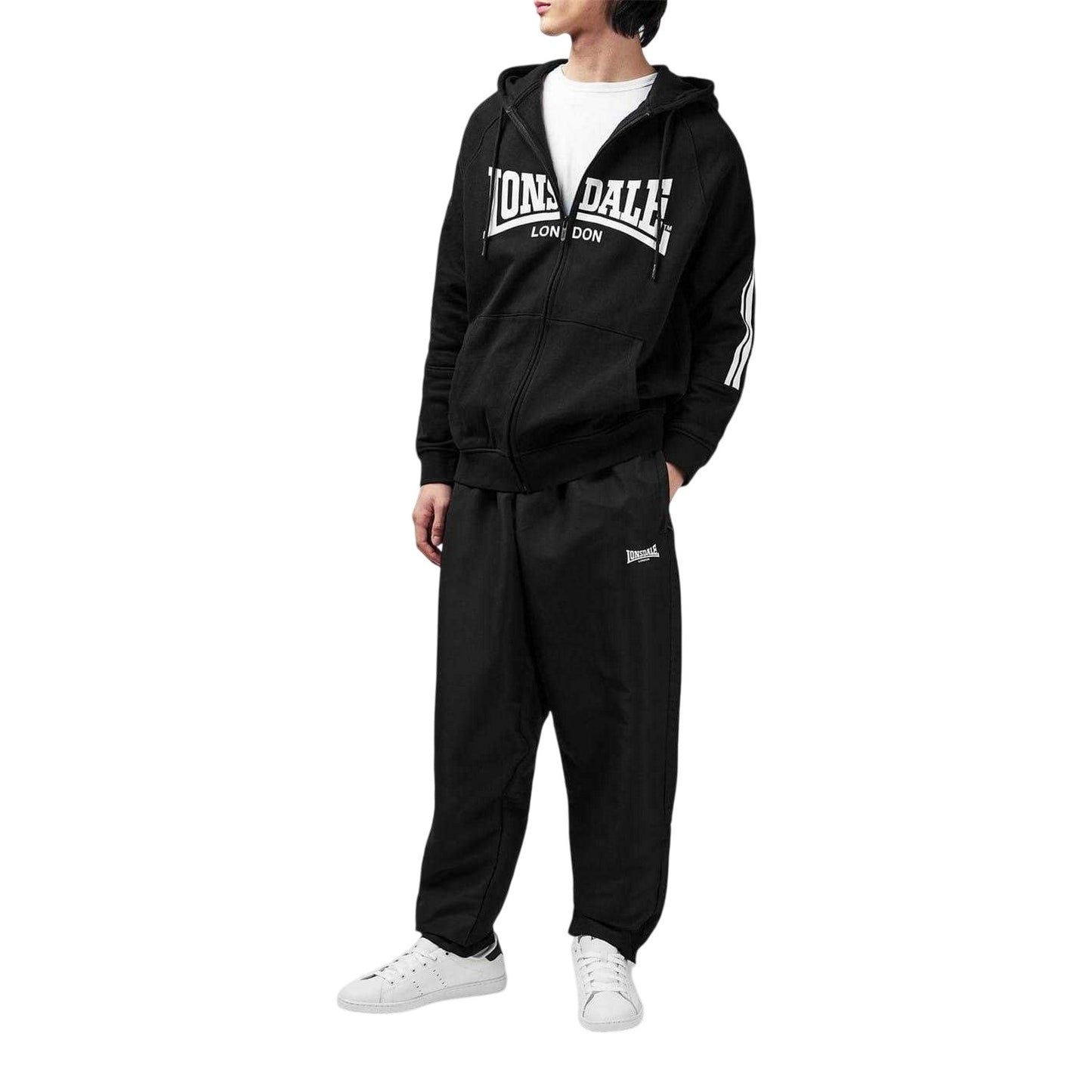 Black - Lifestyle - Lonsdale Mens Essential Oh Woven Tracksuit Bottoms