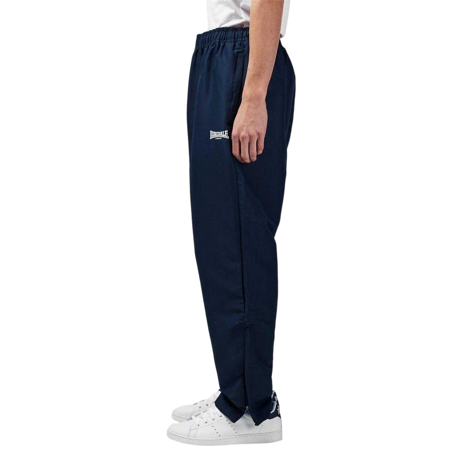 Navy - Side - Lonsdale Mens Essential Oh Woven Tracksuit Bottoms