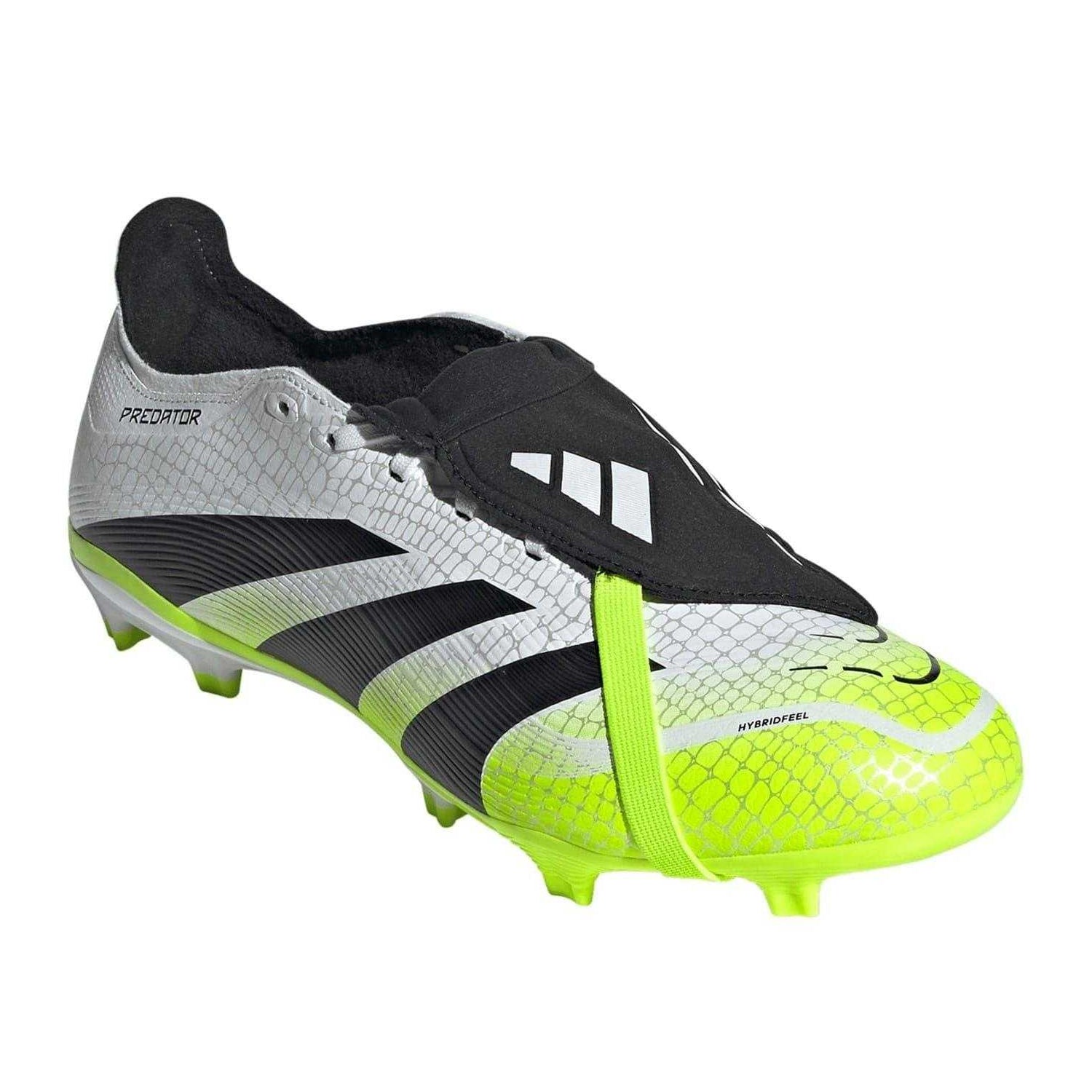 White-Black-Lemon - Front - Adidas Mens League Fold Over Synthetic Firm Ground Football Boots