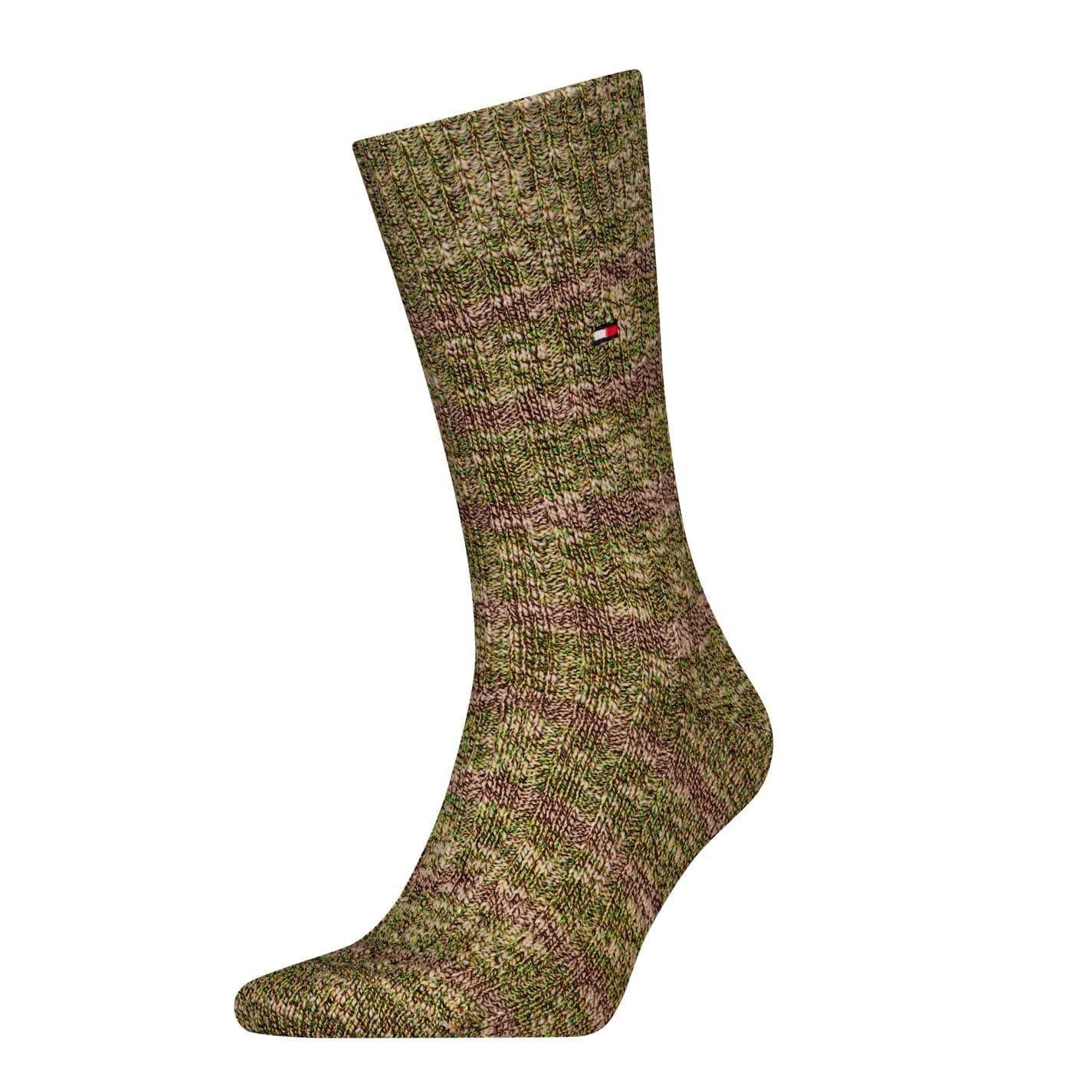 Khaki Green - Front - Tommy Hilfiger Mens Crew Socks