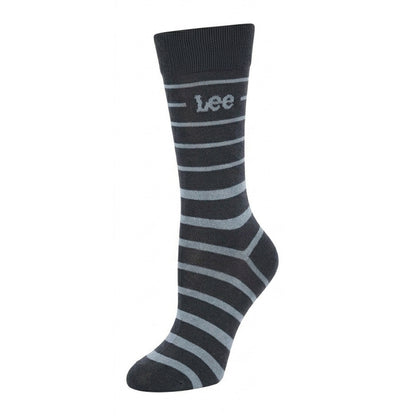 Blue - Back - Lee Mens Striped Socks (Pack of 3)