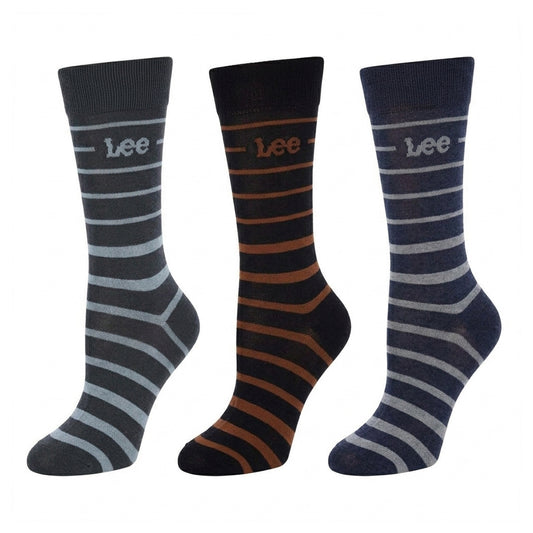 Blue - Front - Lee Mens Striped Socks (Pack of 3)