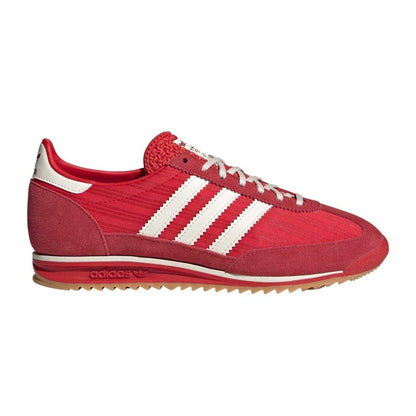 Scarlet Red-Cream Yellow - Front - Adidas Womens-Ladies Sl72 Suede Trainers