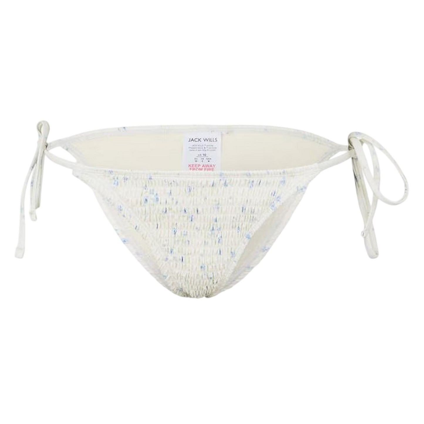 White - Front - Jack Wills Womens-Ladies Ditsy Print Side Tie Bikini Bottoms