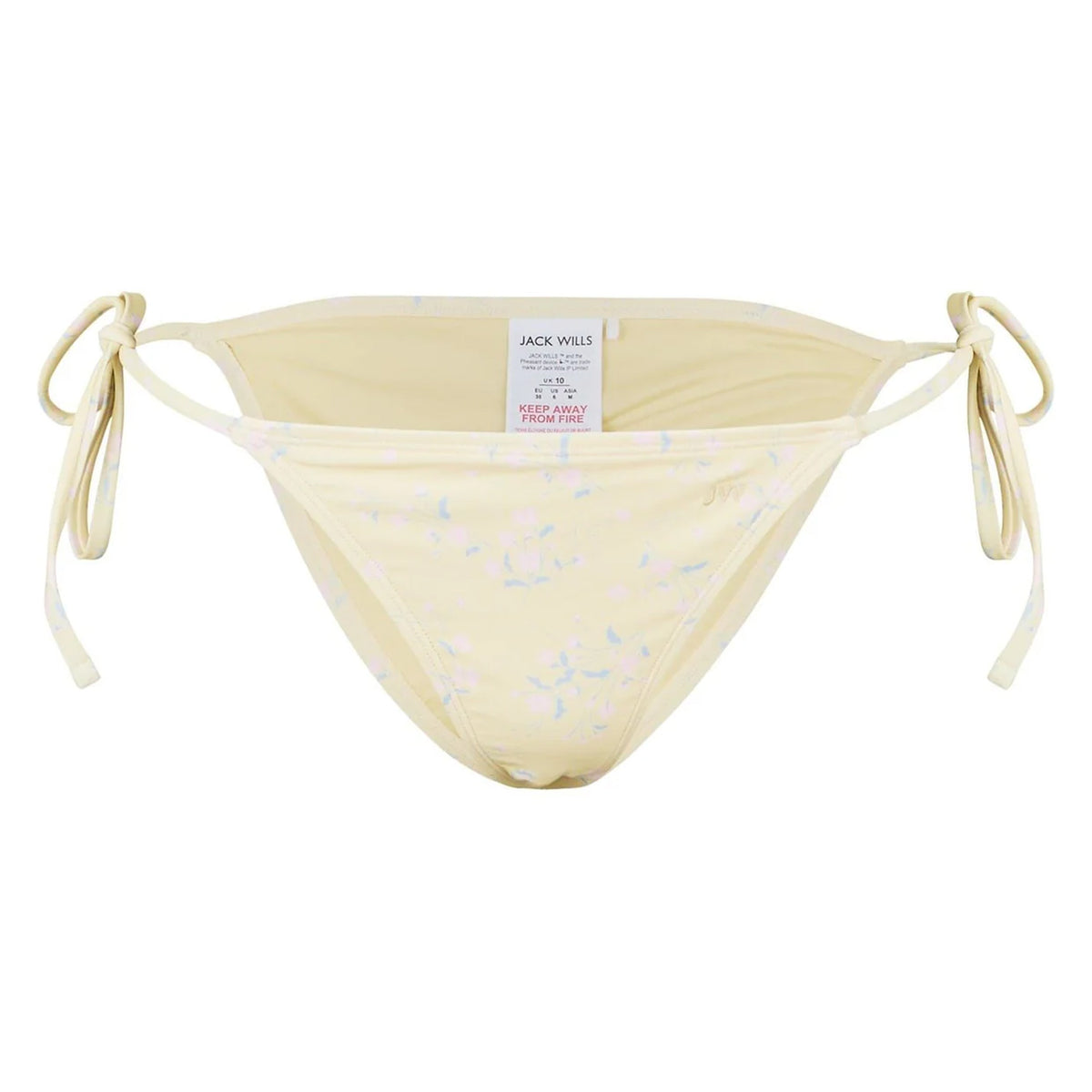 Pastel Yellow - Front - Jack Wills Womens-Ladies Triangle Side Tie Bikini Bottoms