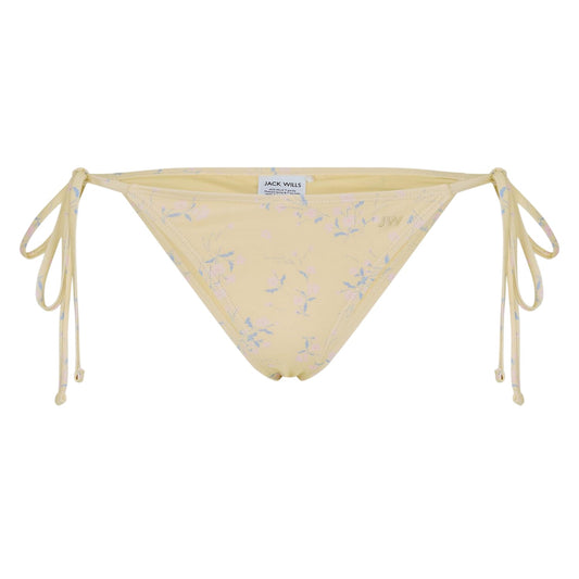 Butter Yellow - Front - Jack Wills Womens-Ladies Triangle Side Tie Bikini Bottoms