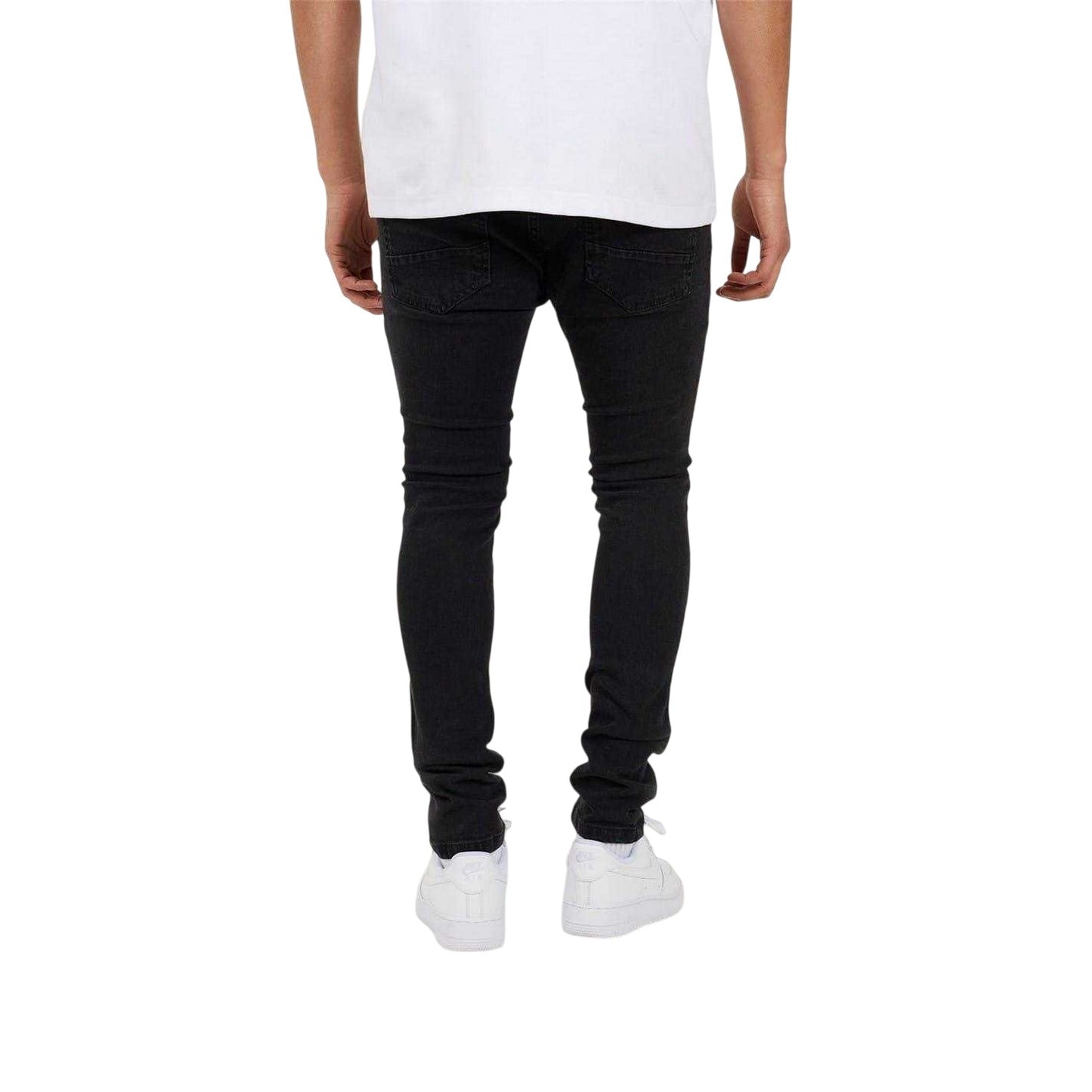 Charcoal Wash - Back - Brave Soul Mens Ripped Jeans