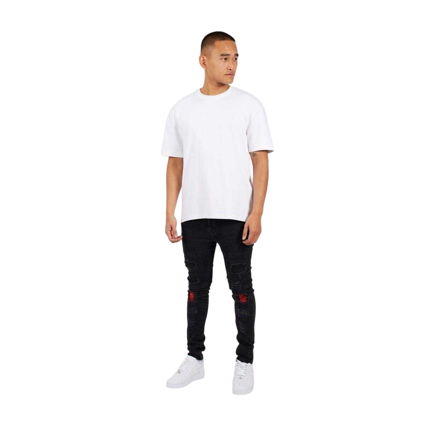 Charcoal Wash - Lifestyle - Brave Soul Mens Ripped Jeans