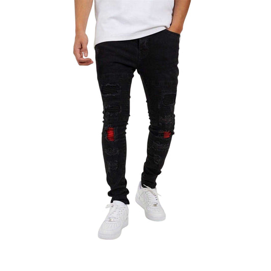 Charcoal Wash - Front - Brave Soul Mens Ripped Jeans