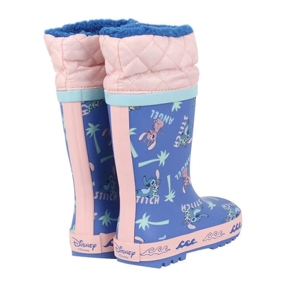 Blue - Back - Lilo & Stitch Childrens-Kids Graphic Print Wellington Boots