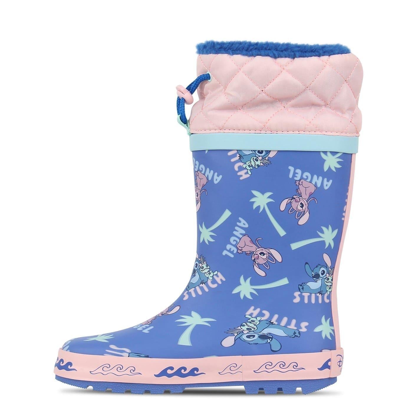 Blue - Side - Lilo & Stitch Childrens-Kids Graphic Print Wellington Boots