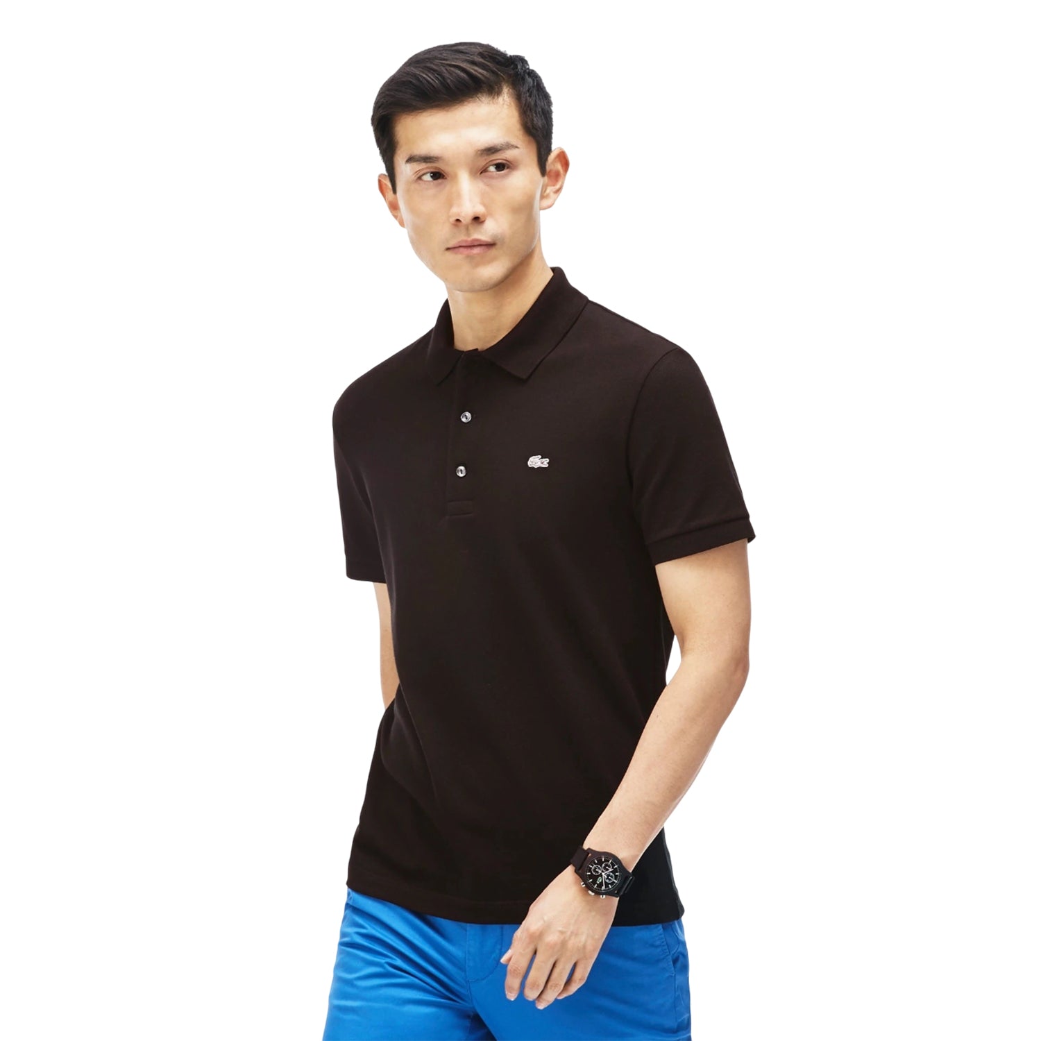 Black - Side - Lacoste Mens Piqué Stretch Slim Polo Shirt