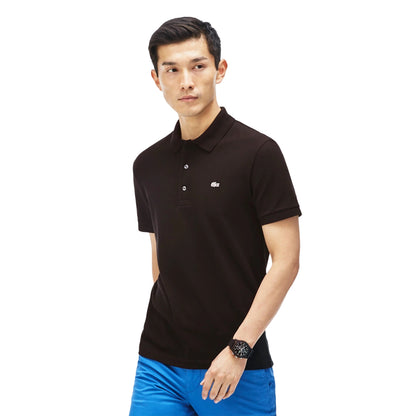 Black - Side - Lacoste Mens Piqué Stretch Slim Polo Shirt