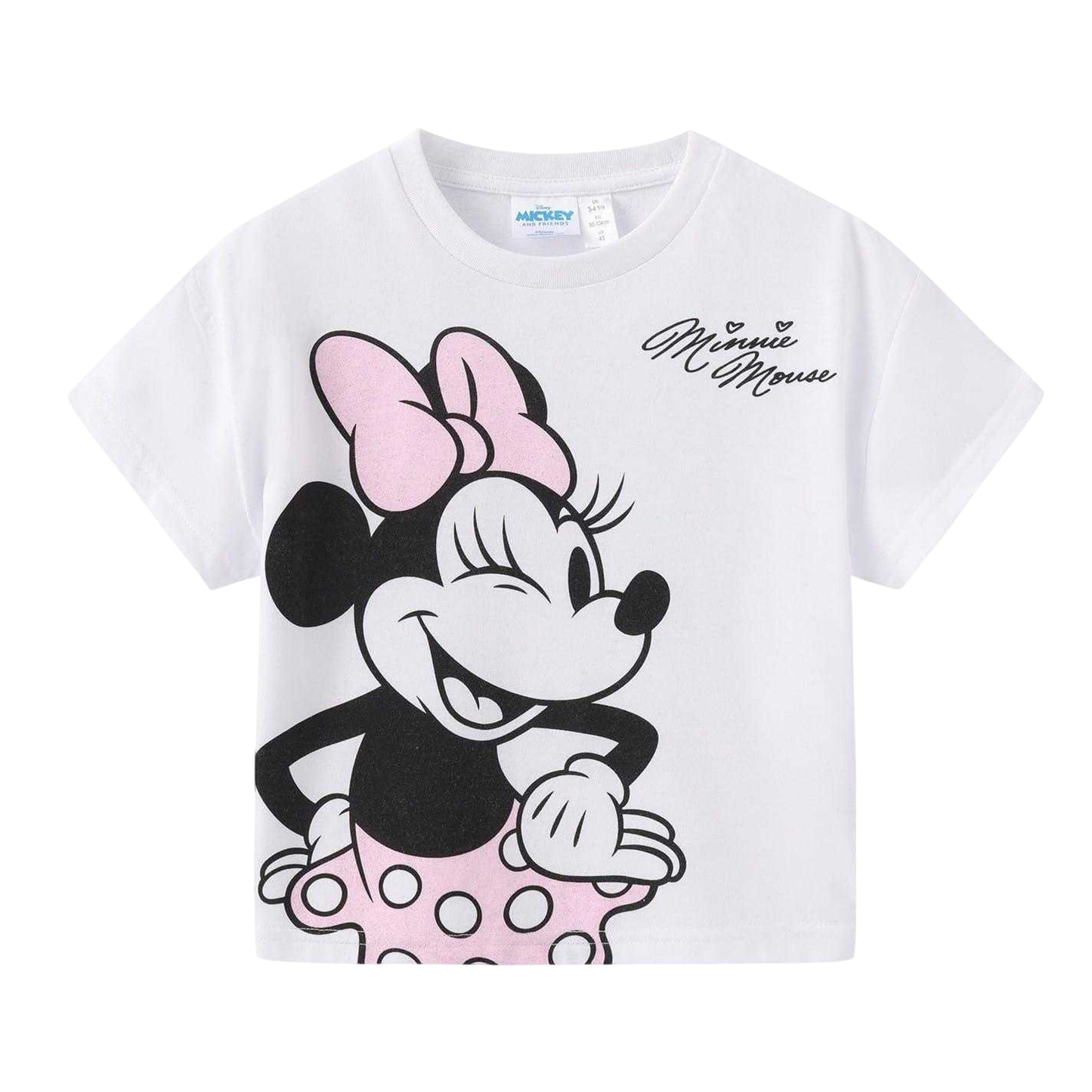 Pink - Side - Disney Childrens-Kids Minnie Mouse Wink Top & Bottom Set