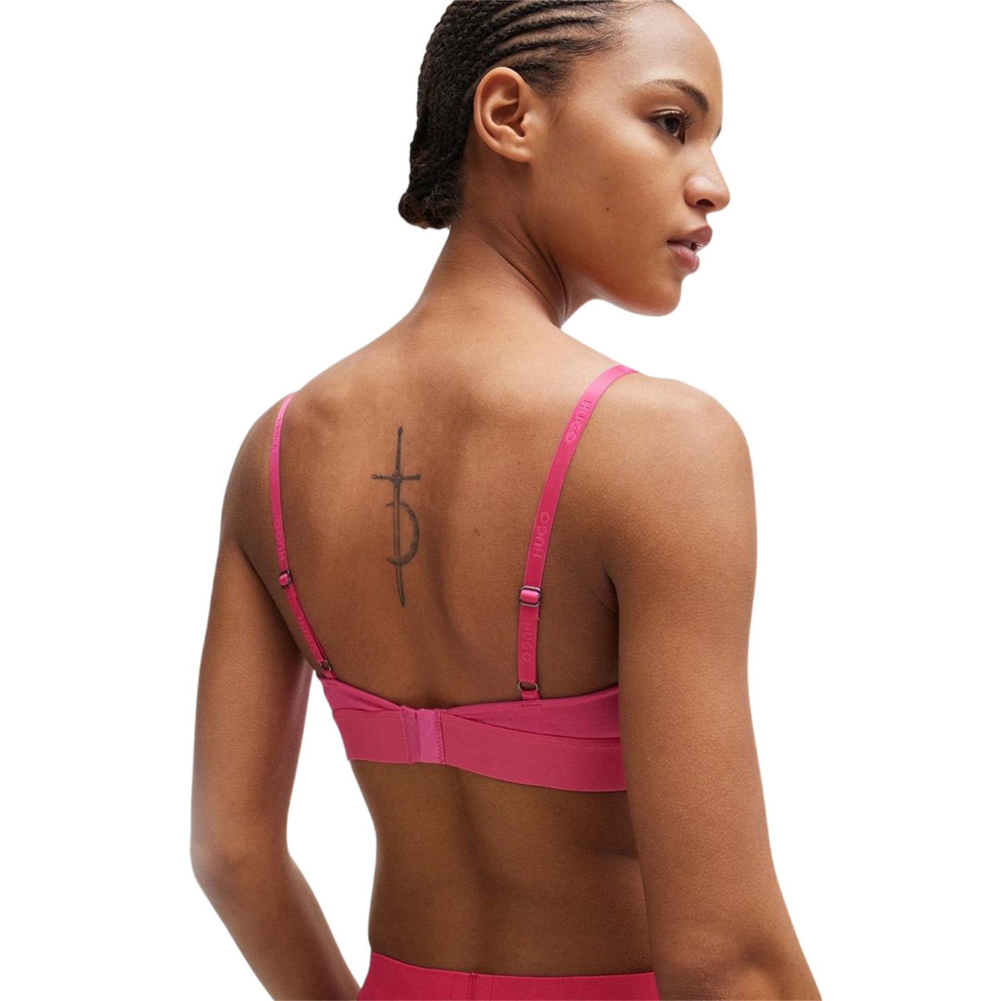 Pink - Back - Hugo Womens-Ladies Triangle Cotton Jersey Bra