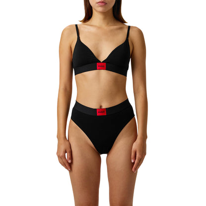 Black - Side - Hugo Womens-Ladies Triangle Cotton Jersey Bra