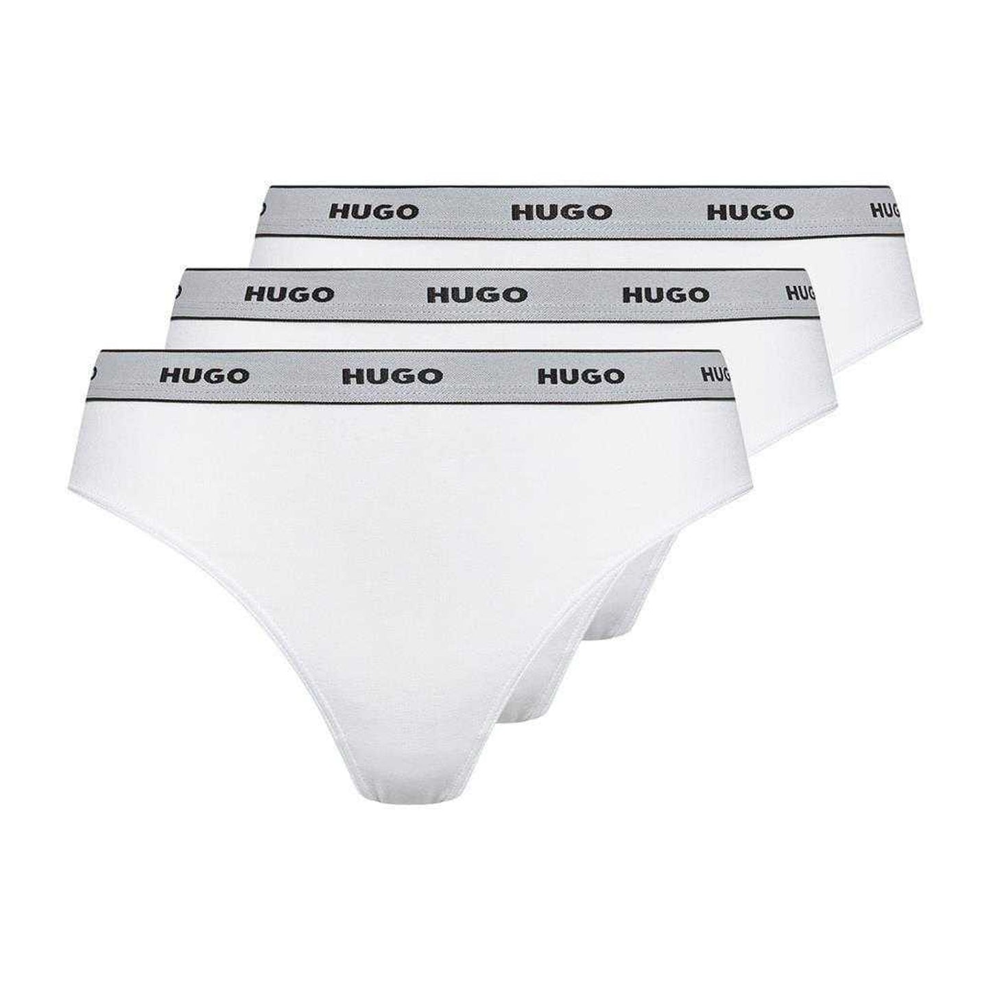 White - Front - Hugo Womens-Ladies Striped Thong (Pack of 3)