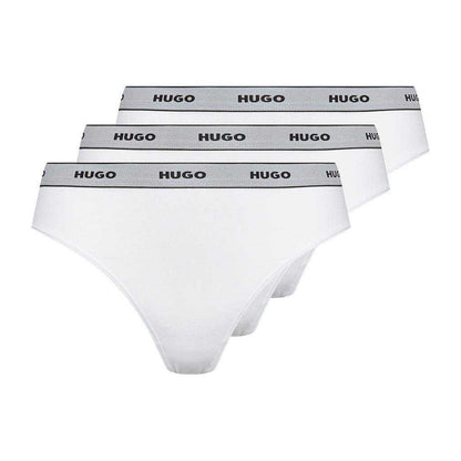 White - Front - Hugo Womens-Ladies Striped Thong (Pack of 3)