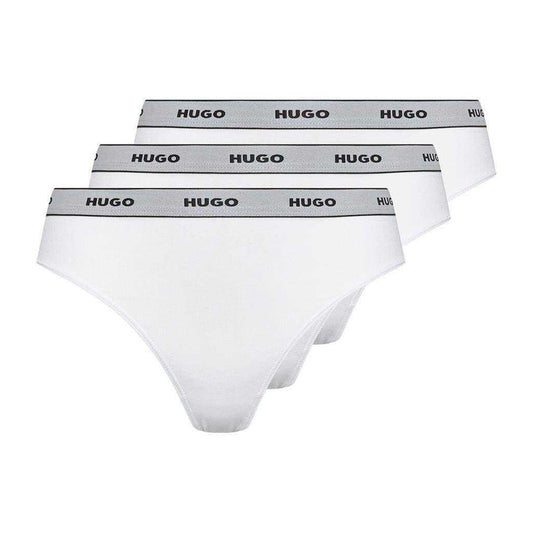 White - Front - Hugo Womens-Ladies Striped Thong (Pack of 3)