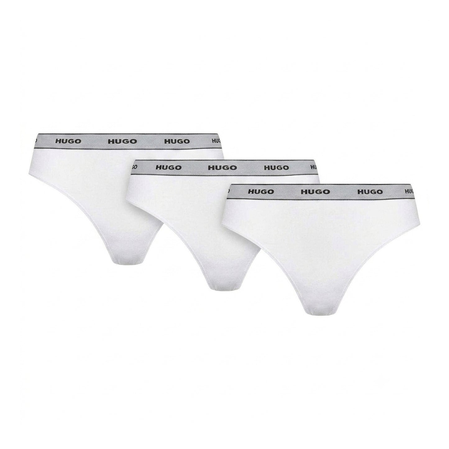White - Back - Hugo Womens-Ladies Striped Thong (Pack of 3)