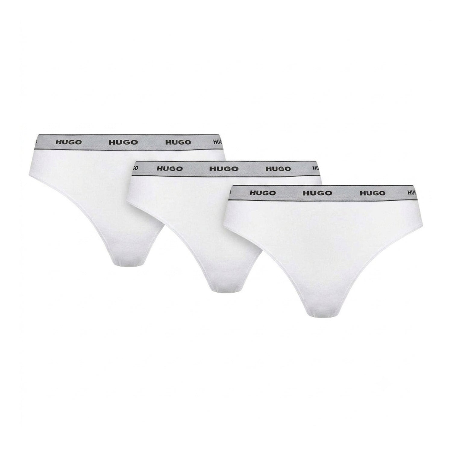 White - Back - Hugo Womens-Ladies Striped Thong (Pack of 3)