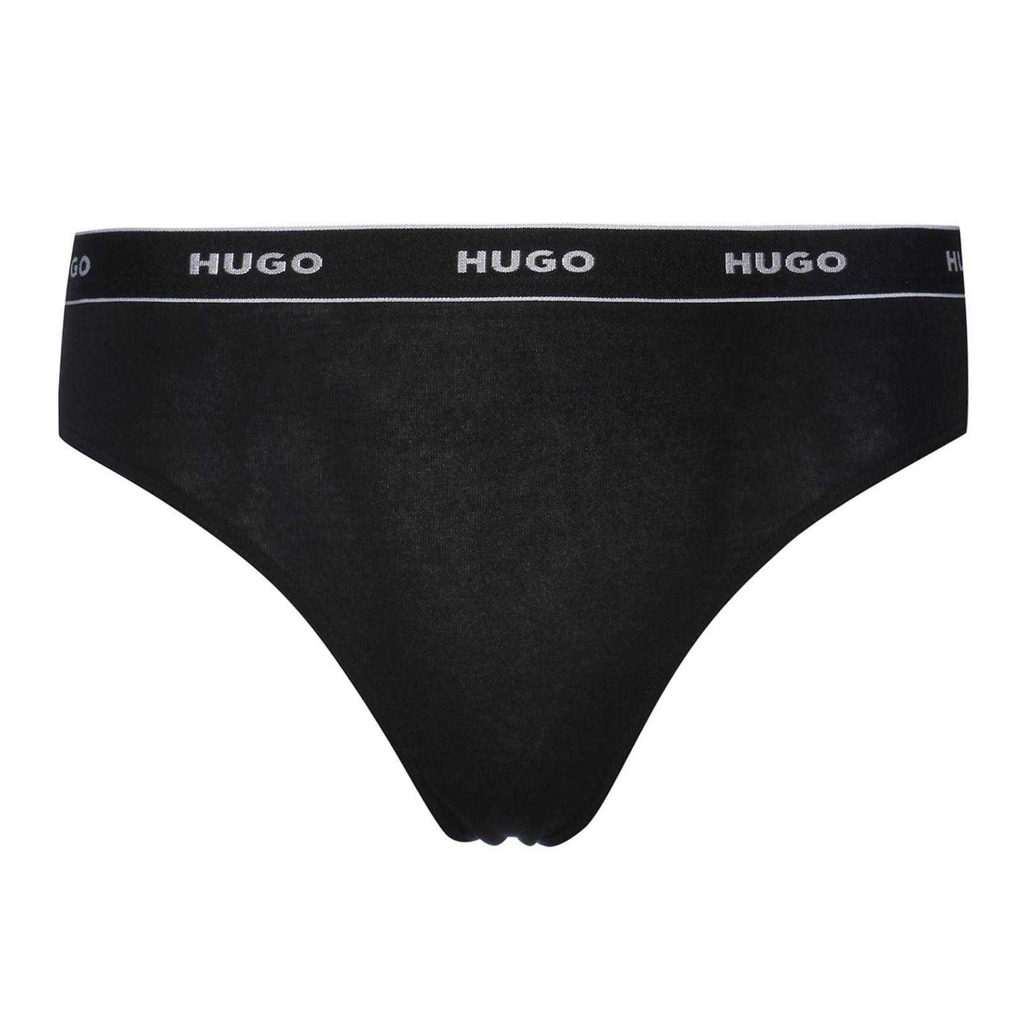 Black - Front - Hugo Womens-Ladies Striped Thong (Pack of 3)