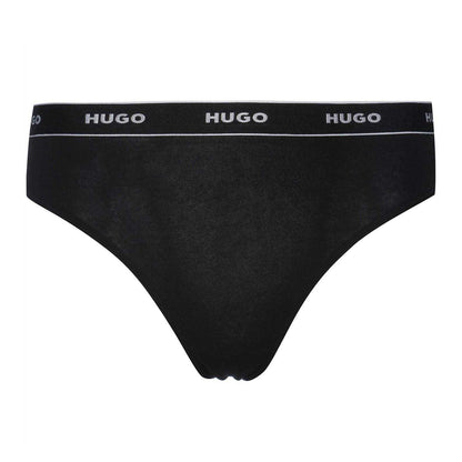 Black - Front - Hugo Womens-Ladies Striped Thong (Pack of 3)