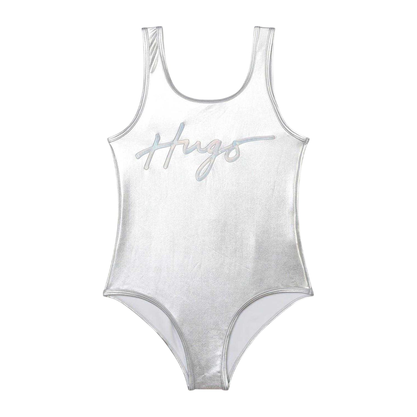 Light Grey - Front - Hugo Girls Logo One Piece Swimsuit