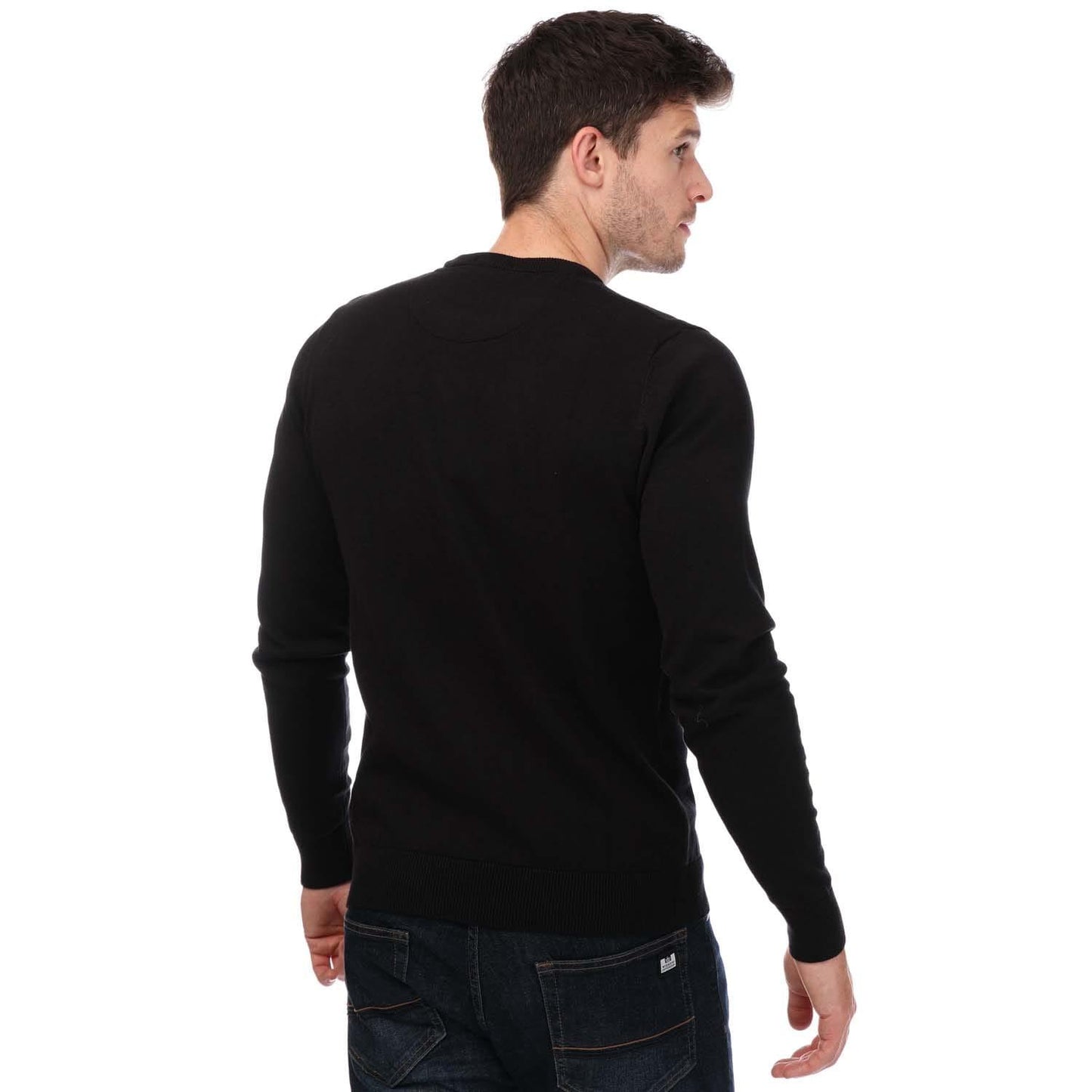 Black - Back - Weekend Offender Mens Argentina Knitted Cotton Crew Neck Sweatshirt